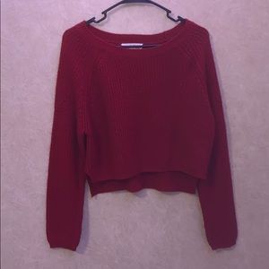 Red long sleeve sweater crop top